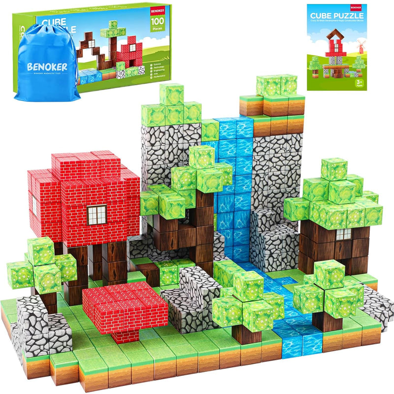100Pcs Magnetic Blocks Build Magnetic Blocks Forest World Set For Boys & Gi
