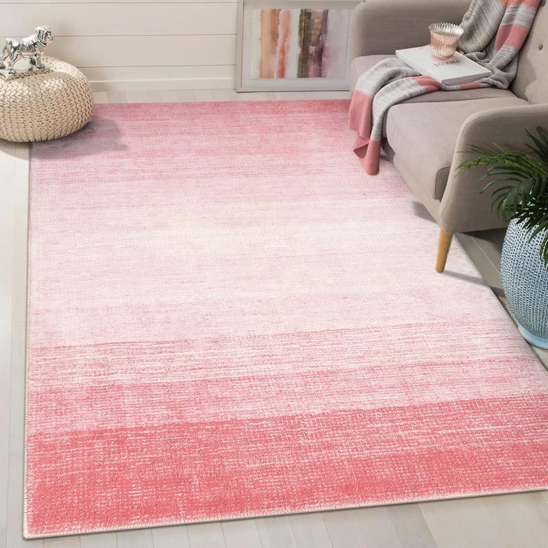 Washable 3X5 Area Rug,Pink Rugs For Girls Bedroom,Contemporary Ombre Nursery S