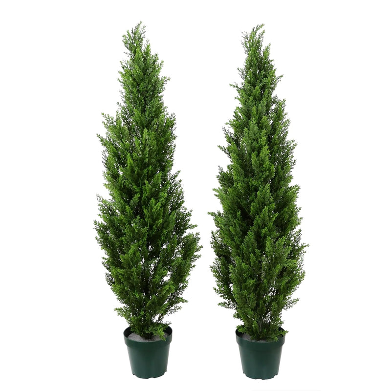 Pre-Potted 4' Artificial Cedar Topiary Outdoor Indoor Tree (Pack Of 2)