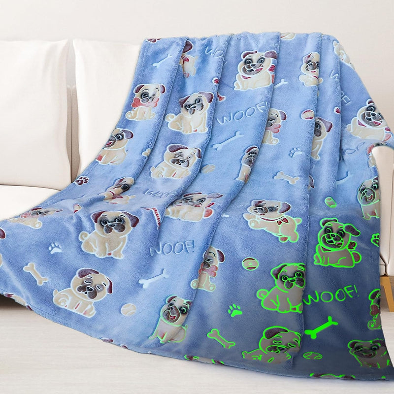 Glow In The Dark Pug Blanket Dog Pattern Blanket Pug Gifts For Pug Lovers Pug