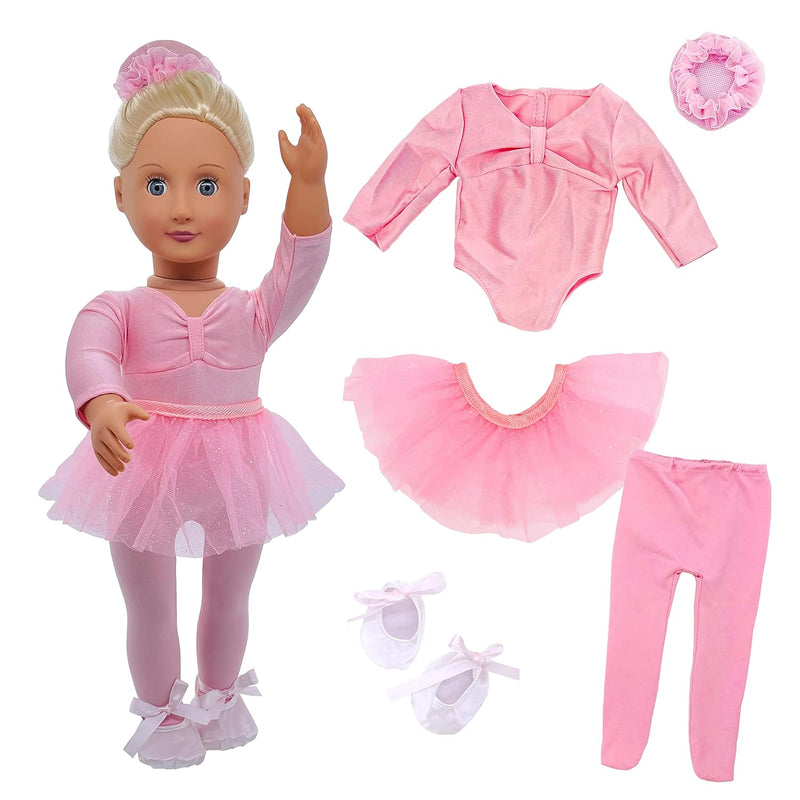 18" Doll Clothes Ballet Ballerina Outfits 5Pcs Dance Dress For American Og