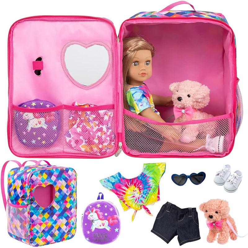 5 Items 18 Inch Dolls Bag Set And Accessories Including 18 Inch Doll Clothe
