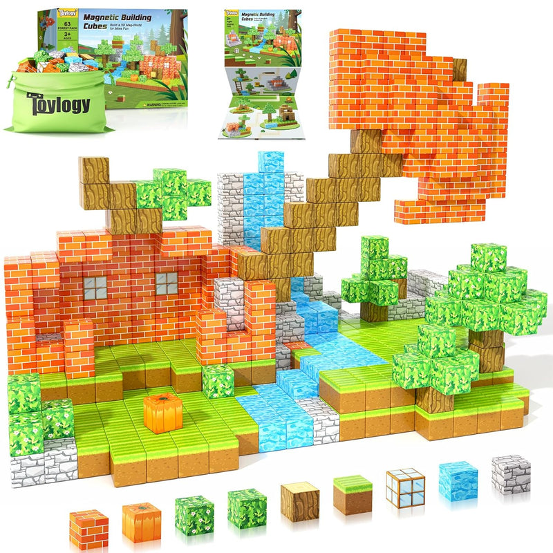 Magnetic Blocks Build Mine Magnet World Pumpkin Edition Kids Games Toys For