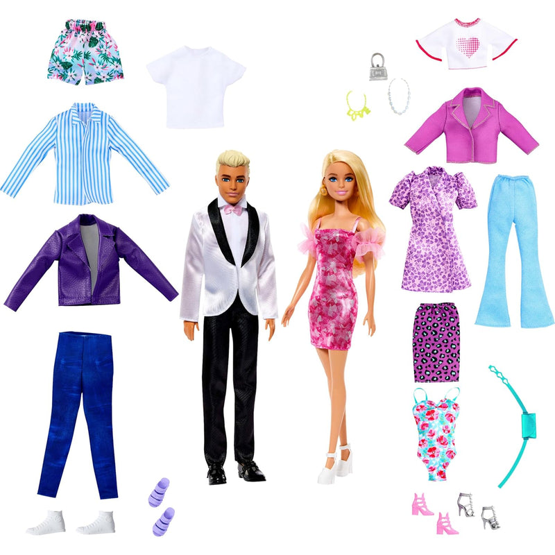 Barbie & Ken Doll Set with 2 Fashion Dolls, Clothes & Accessories, Includes