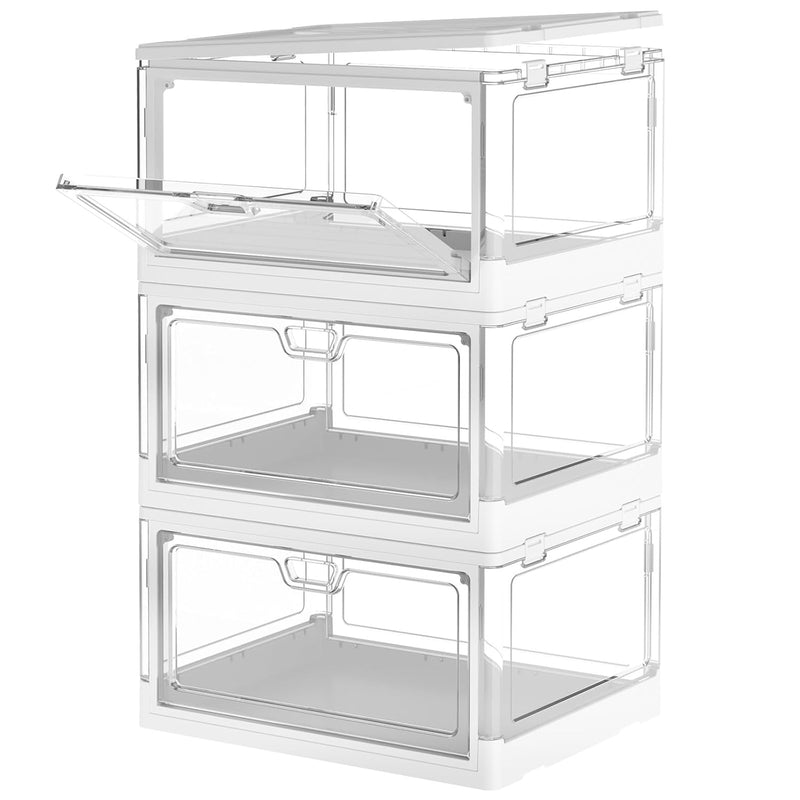 Clear Storage Bins With Lids 24Qt, 3 Packs Stackable Storage Bins, Acrylic Organ