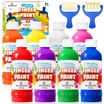 8 Color Washable Finger Paint Set for Kids, 8 oz Non-Toxic Large Bottles