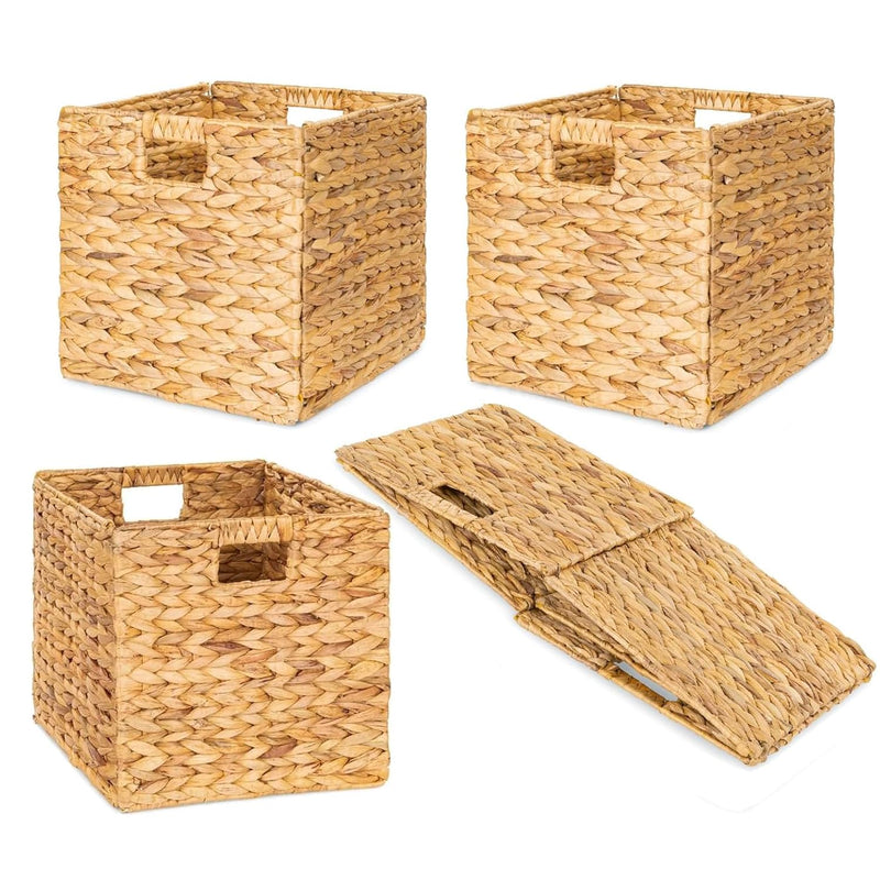 Water Hyacinth Woven Storage Baskets Set, Large Woven Basket Organizer For Livin