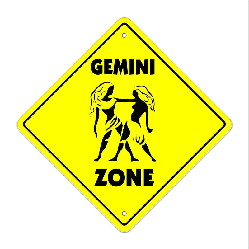 Gemini Crossing Sign Zone Xing | Indoor/Outdoor | 12" Tall Plastic Sign Zodiac