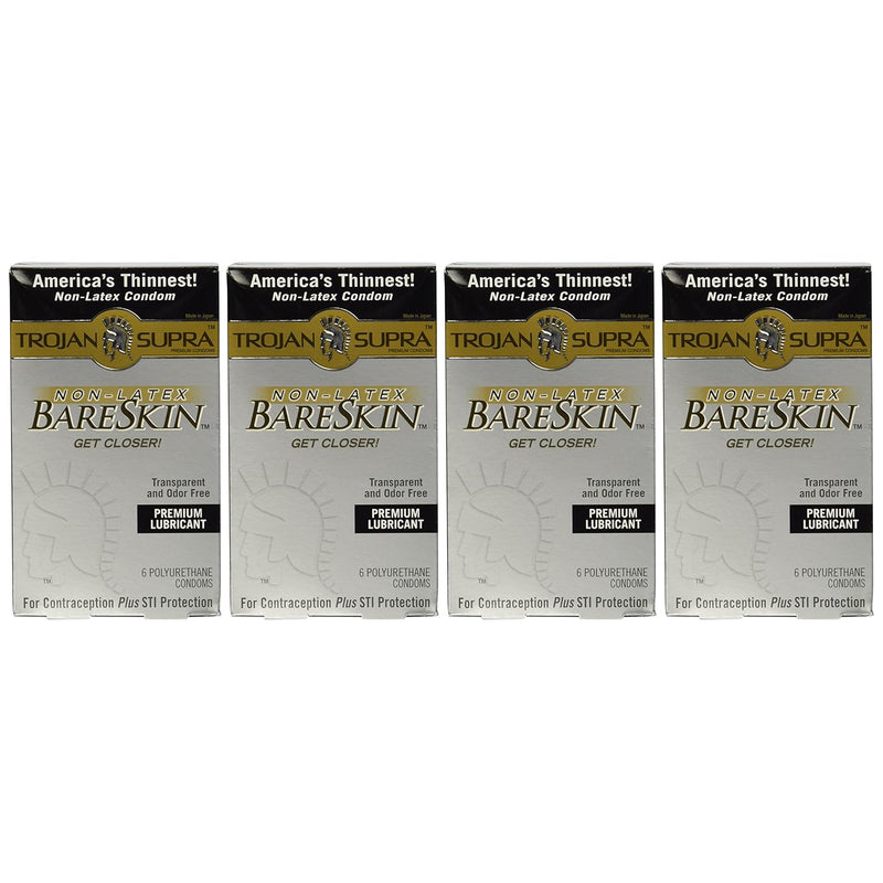 Supra Lubricated Premium Condoms Microsheer Polyurethane Ultra-Thin 6 Ea (Pack Of 4)