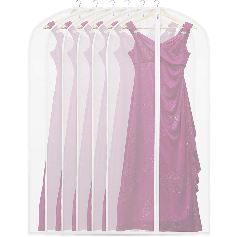 6 Pack - Simplehouseware 60-Inch Translucent Garment Bags With Zipper For Suits,