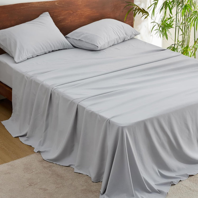 Queen Sheets Grey - Blend Of Rayon Derived From Bamboo Cooling Sheets, Deep Po
