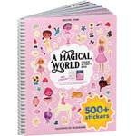 Magical World Sticker Book for Kids - 12 Fun Coloring and Activity Pages with 500+ Stickers Included