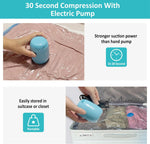 6 Jumbo Vacuum Storage Bags with Electric Pump, Space Saver Bags with Pump, Storage Vacuum Sealed Bags for Clothes, Comforters, Blankets, Bedding