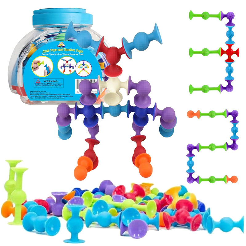 48 Piece Suction Cup Toys Construction Set, Silicone Building Blocks Diy Bl