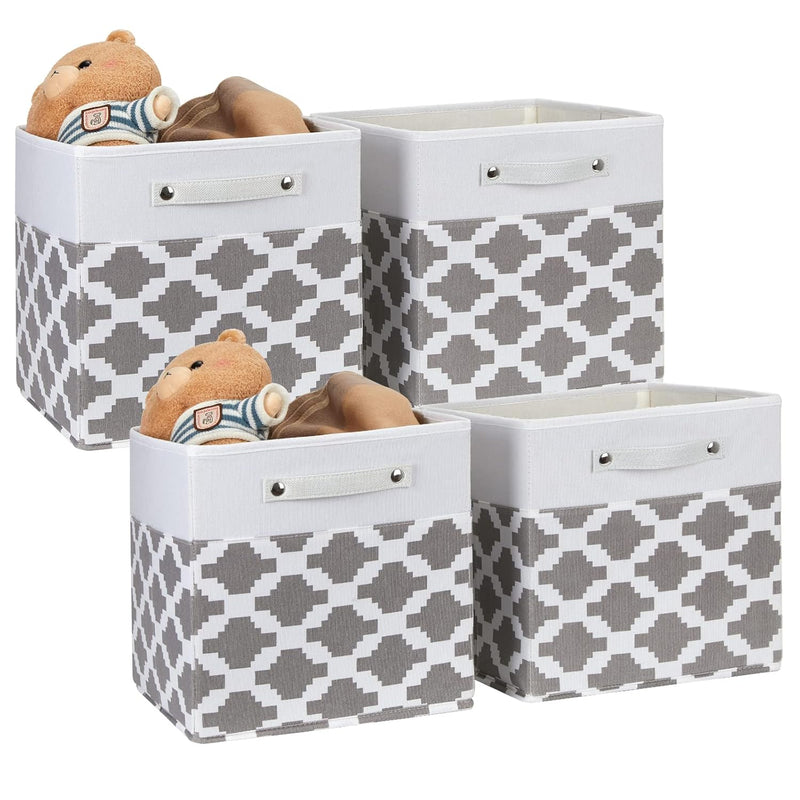 12X12 Cube Storage Bins With Handle, 4 Pack Fabric Cubes Storage Bins For Clothe