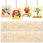 10 Pcs Large Fall Wooden Ornaments to Paint, Pumpkin, Scarecrow & Maple Leaf Crafts