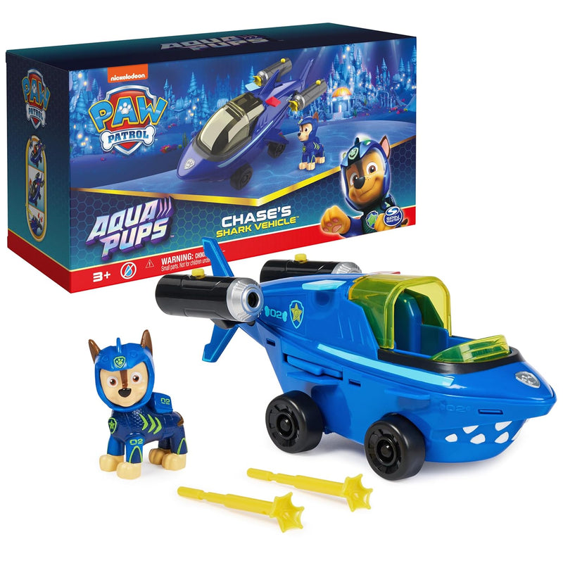 Paw Patrol Aqua Pups, Chase Transforming Shark Vehicle with Collectible Act