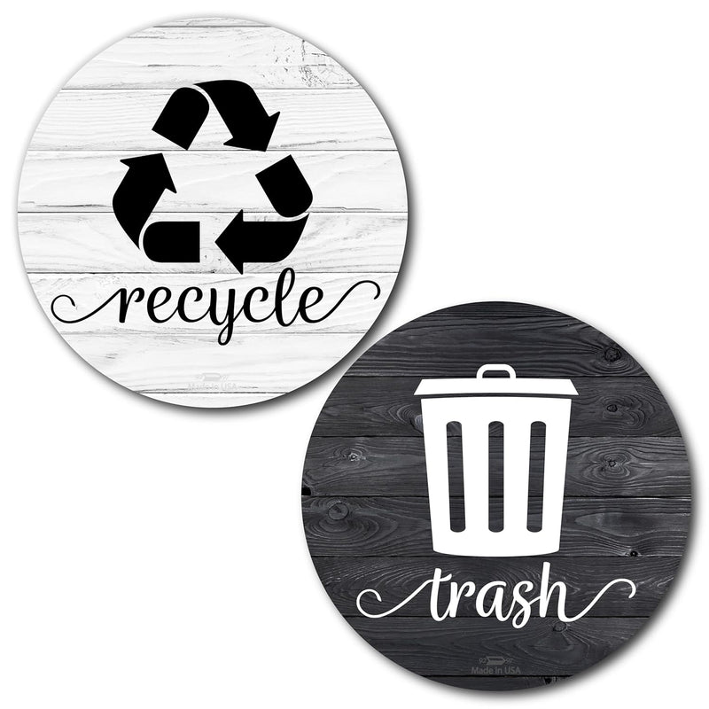 Rustic Trash Recycle Magnets For Kitchen Trash Can And Recycle Bin, Farmhouse Ga