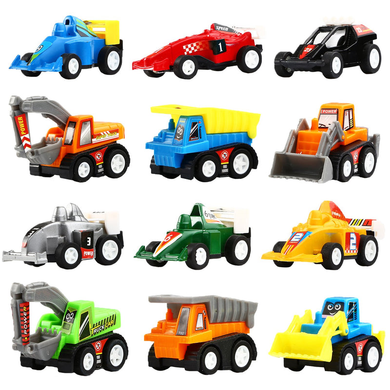 Yeonha Toys Pull Back Vehicles, 12 Pack Mini Assorted Construction Vehicles