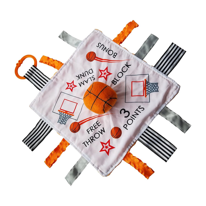 Baby Jack & Co 10X10” Basketball Sports Lovey Sensory Plush Blanket Tag Toy
