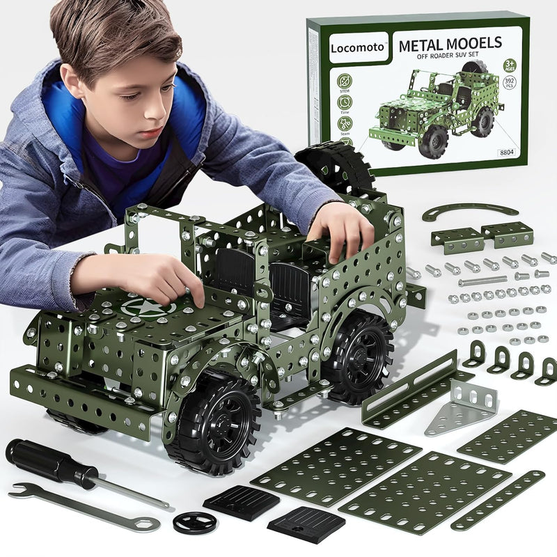 Metal Model Car Kits 392 Pcs Erector Set Toys For Ages 8 13, Stem Projects