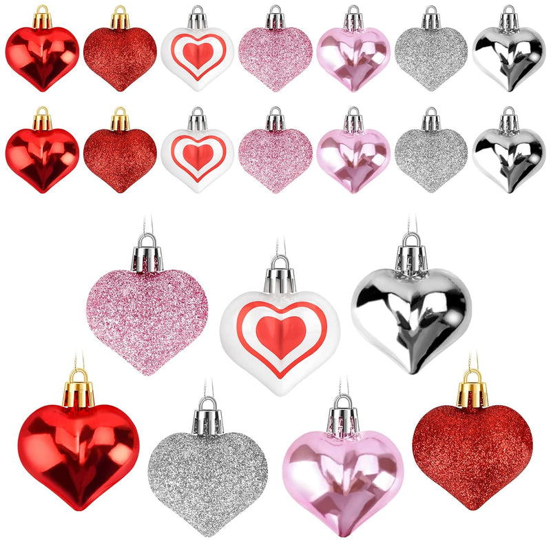 Heart Ornaments For Christmas Tree, Valentines Day Decorations For Tree, 30 Pc