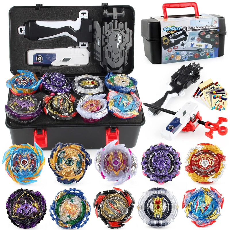 Battling Top Set, Burst Gyro Toys 10 Spinning Tops 2 Launchers Combat Battl