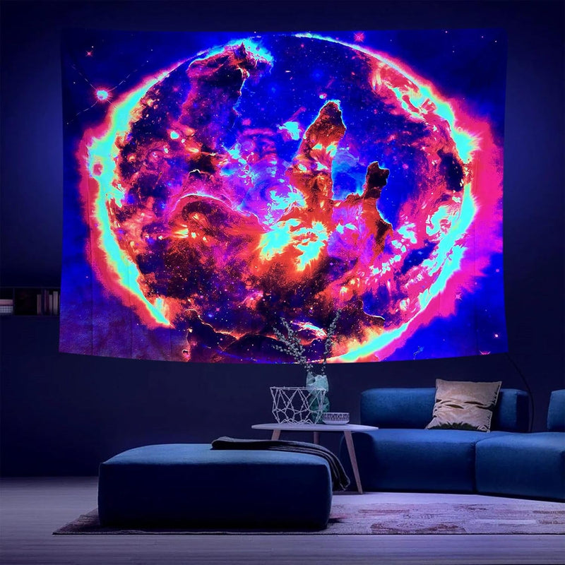 Pillars Of Creation Blacklight  Tapestry Uv Reactive Space Nature Wall Tapestr