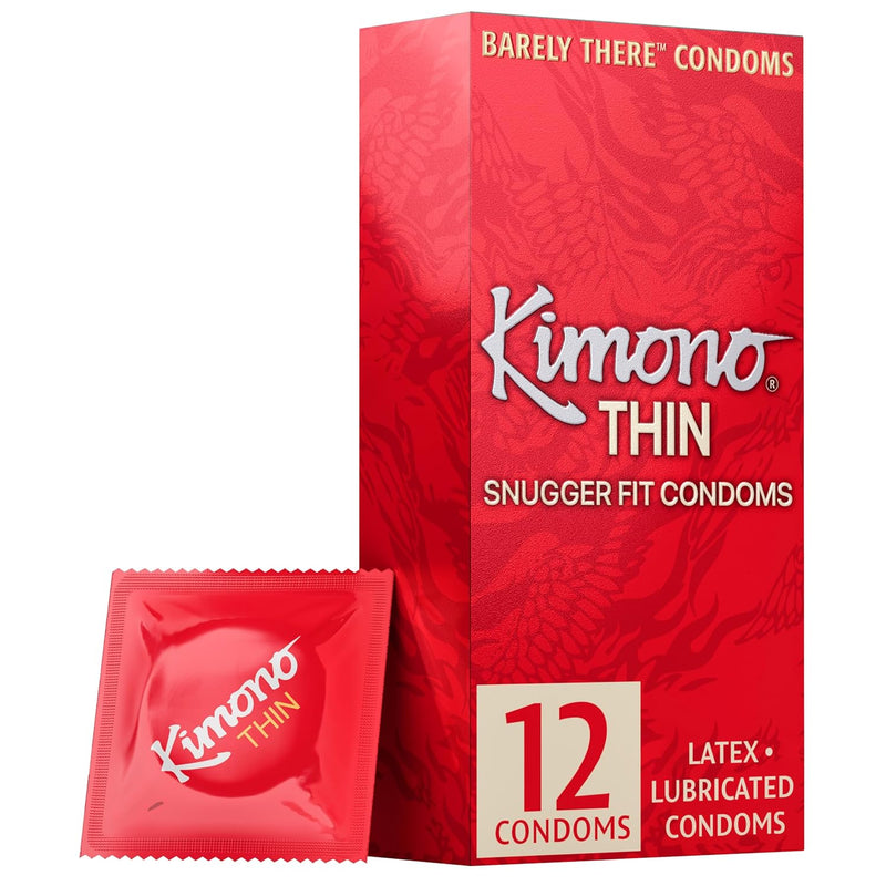 Thin Condoms Pack Of 12 - Snug Fit For Performance-Enhancing Feeling, Natural Latex Condoms, Vegan-Friendly, No Latex Odor - Enhanced Sensitivity