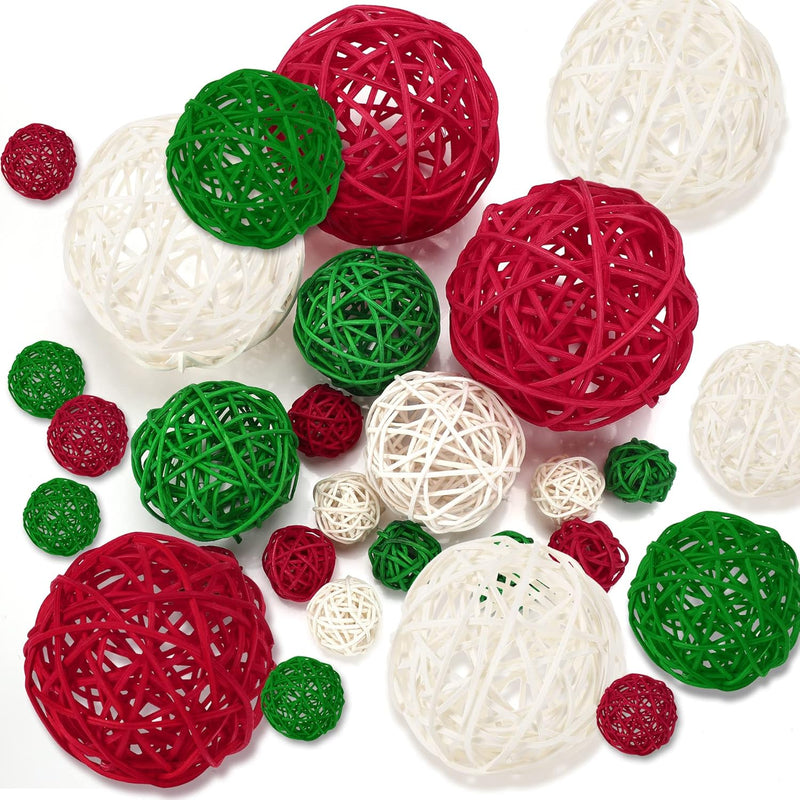 16Pcs 3 Sizes Wicker Rattan Balls Christmas Ornaments Wedding Party Decoration