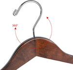 Luxury Wide Shoulder Wooden Hangers 2 Pack, with Locking Bar, Smooth Retro Finish Wood Suit Hanger Coat Hanger for Closet, Holds Up to 20lbs, 360° Swivel Hook, for Jacket, Dress Heavy Clothes Hangers