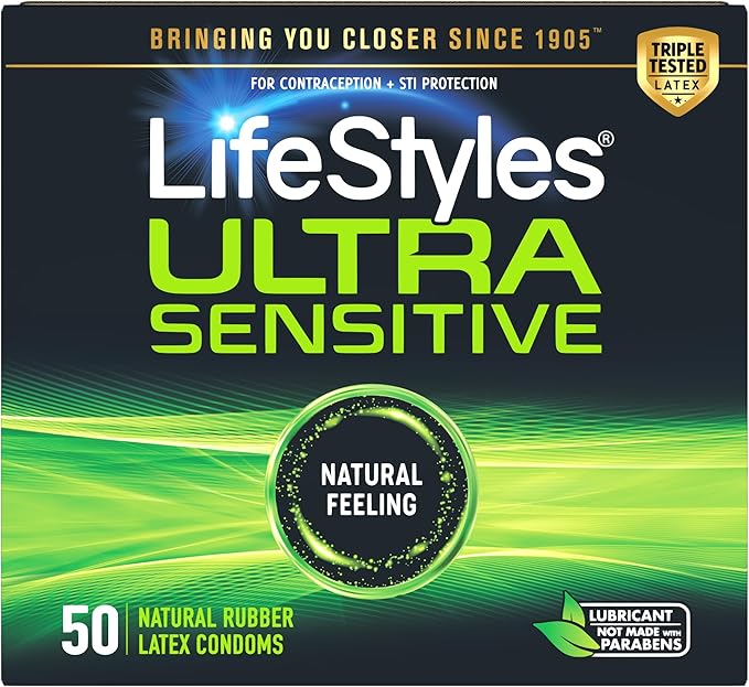 Ultra Sensitive Latex Condoms Value Pack, 50 Count - Premium Lubrication & Protection