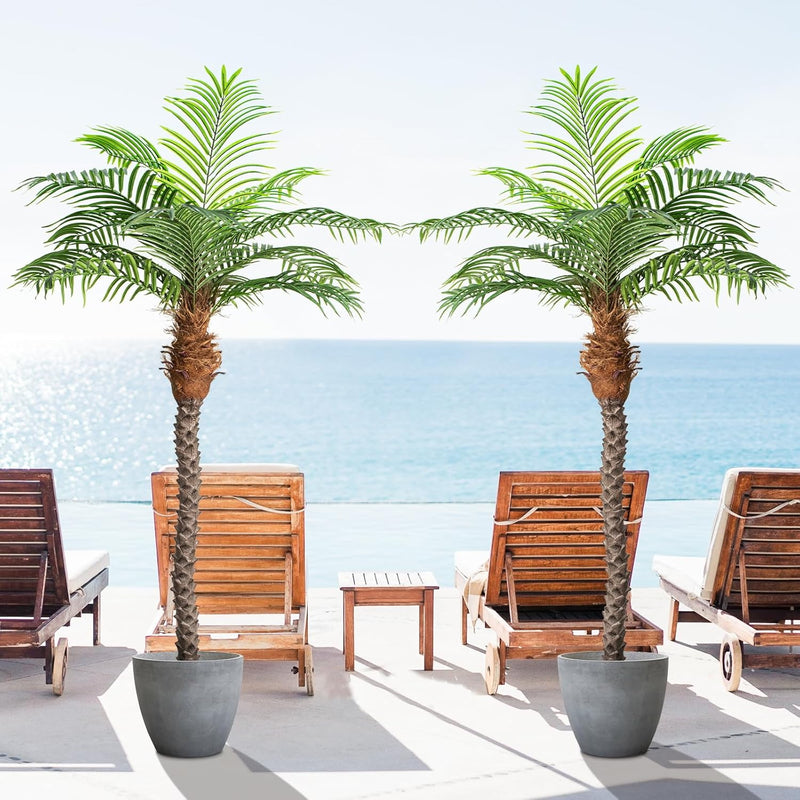 7Ft Tall Artificial Phoenix Palm Tree For Outdoor Indoor Decor, Large Faux Coc