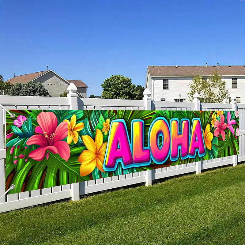 Hawaiian Luau Party Decorations Aloha Fence Banner 118 x 20 Inch