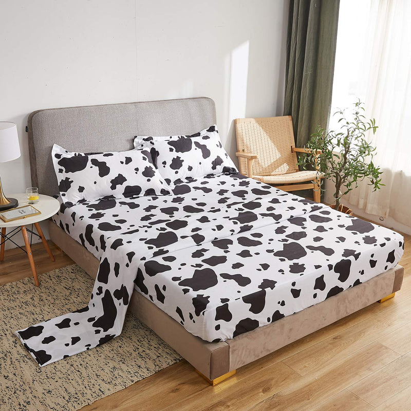 Cow Kids Sheet Set Twin Size - Bed Sheets - Black White Cow Sheets - Deep Pock