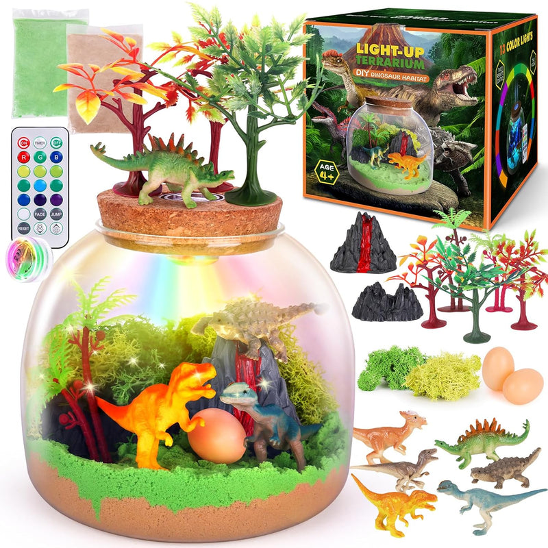 Dinosaur Terrarium Kit, Led Night Light For Kids Ages 2 4 5 7, Dinosaur Toy