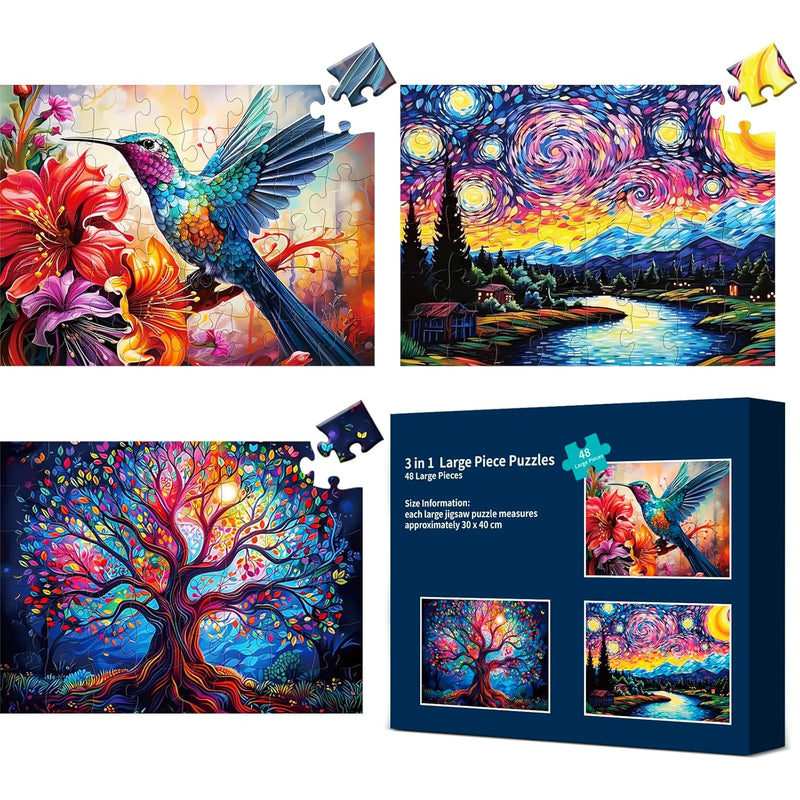 3 Packs 48 Large Piece Puzzle For Seniors Dementia Puzzles For Elderly Adul