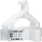 Ultra Heavy Duty Plastic Clothes Hangers - White - Durable Coat, Suit And Clothe