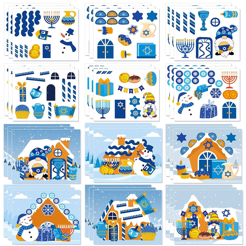 24 Set Hanukkah Gingerbread House Craft Kit with Stickers for Kids