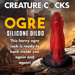 Ogre Silicone Dildo For Beginners, Men, Women, & Couples. Fantasy Dildo And Suction Cup Base. Harness Compatible & Premium Silicone. 1 Piece, Red & Black.
