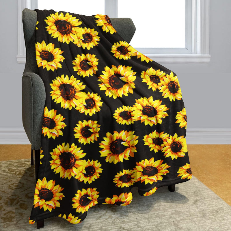 Sunflower Blanket, 60"X80" Double Sided Print Soft Warm Reversible Throw Blank