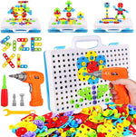 244-Piece DIY Building Kit with Electric Screwdriver for Kids Ages 4-10