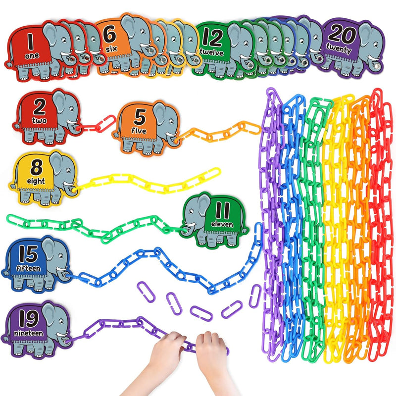 240pcs C-Clips Hooks Plastic Chain Links - Counting & Linking Activity Kit,