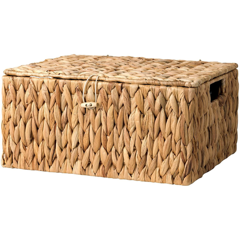 Water Hyacinth Wicker Baskets For Organizing, Large Wicker Basket With Lid, Deco
