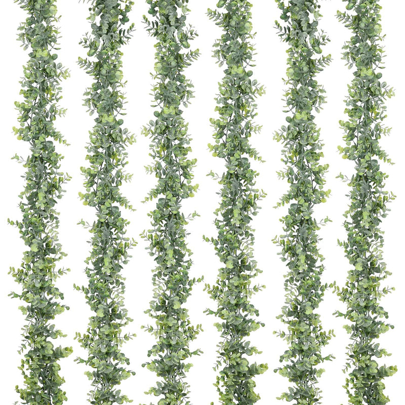 6 Pack Artificial Eucalyptus Garland, Fake Eucalyptus Greenery Garland Wedding