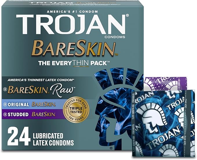 Assorted Pack of Ultra-Thin Premium Lubricated Latex Condoms – 24 Count