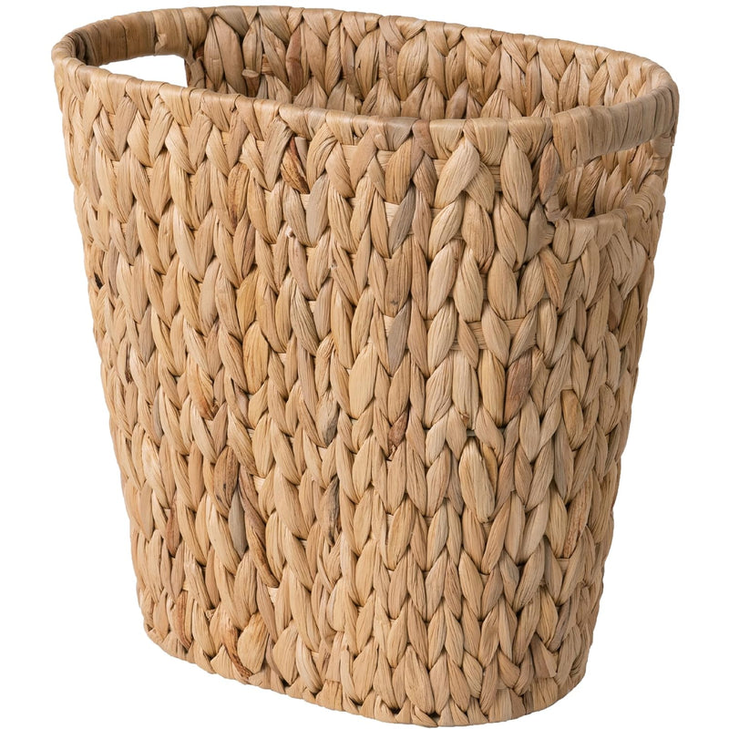 Wicker Waste Basket, Wicker Trash Basket With Built-In Handles, Handwoven Water