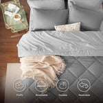 King Size Comforter Set - 7 Pieces Reversible King Bed In A Bag, King Bed Set With Comforters, Sheets, Pillowcases & Shams, Grey King Bedding Set