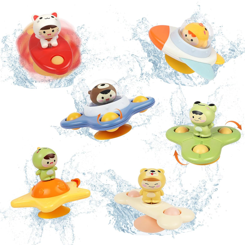 6Pcs Suction Cup Spinner Toys,Baby Bath Toys,Sensory Toys For 1 3 Year Old