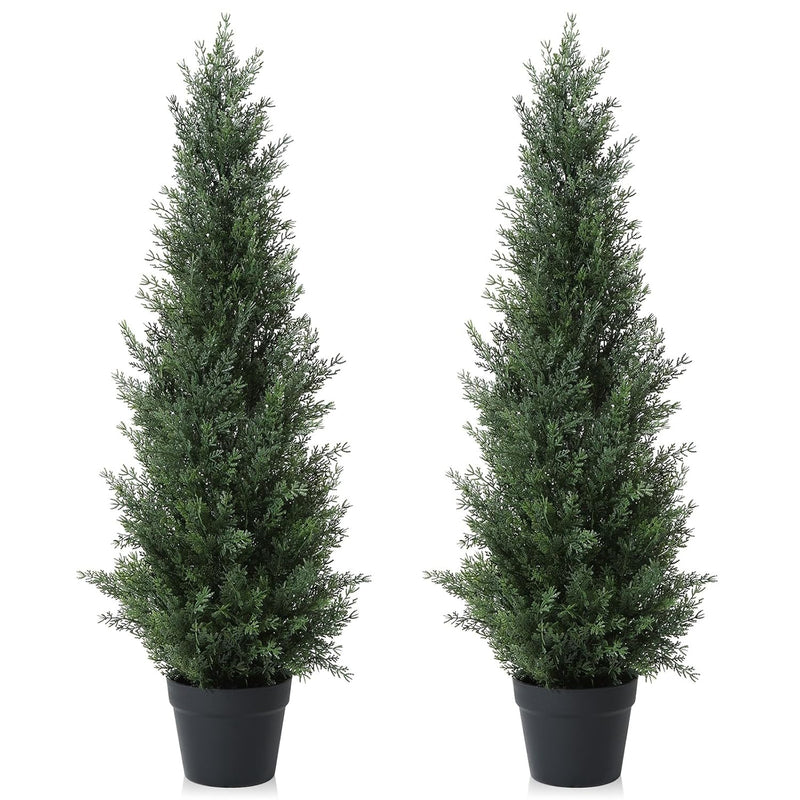 3Ft Artificial Cedar Topiary Trees For Outdoors Potted Fake Cypress Trees Faux